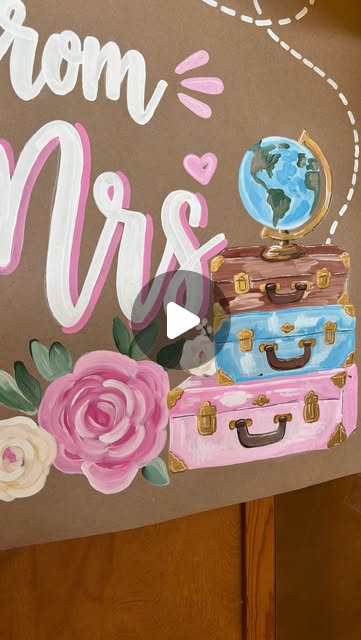 A hand-painted floral banner and matching celebration pieces I painted